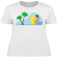 Atraktivna žena sa majicom za surfanje Žene -Image by Shutterstock, ženska 3x-velika