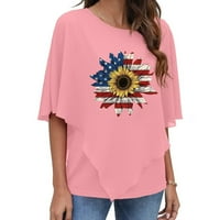 Ženske majice, tuničke vrhove za žene labave fit, ženska majica, ženska američka zastava majica USA