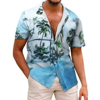 Azrijski muški blusi za čišćenje majica, muške majice s kauzalnim gumbom, majica na plaži s kratkim