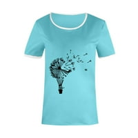 Ženska modna ležerna print O-izrez Labavi majica kratkih rukava Top bluza Pulover Ženske majice Velika