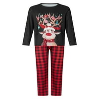 Gueuusu Family Božićni PJS Usklađivanje setova ELK Print majica s dugim rukavima + kaid pantalone za