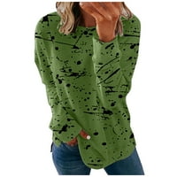 Ženski bluzes Crew Crt Casual Bluze Grafički printira Žene Tee dugi rukav labav FIT Bluze Green 2xL