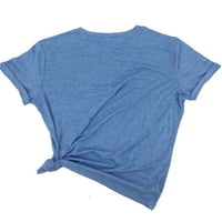 Clearsance Ljetni vrhovi kratki rukav Ženska bluza Nezavisnosti Dan Ispisani modni okrugli izrez Bluze, plavi, xxxl