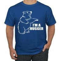 Divlji Bobby, ja sam Hugger smiješan veliki medvjed zagrliti grafičku majicu Humor Muška grafička majica, Heather Crna, 4x-velika