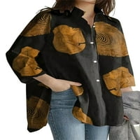 LUMENTO Žene Ležerne prilike za poslovne vrhove labavo reverzne bluze za bluzi s prugastom cvjetnom