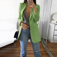 Duks za žene, žensko casunsko dugme dugih rukava, otvorena prednja kancelarija bluže jakna Radni odijelo zelena 4x-velika