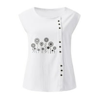 Ženski rub bez rukava Vest okrugli izrez Loose bluza Aktivni gornji ženski vintage TEE Trendy majica