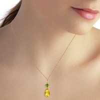 Galaxy Gold 5. Carat 14K 18 Zlatna ogrlica od čvrstog ruža sa prirodnim peridotom i privjeskom prirodnog citrina