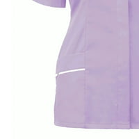 Profesionalni piling gumba za žene vrhovi univerzalne košulje nakupljenim radnom odjećom kratkih rukava s džepovima