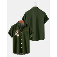 Hinvhai Clearence na smanjenim muškim božićnim 3D digitalnim tiskanjem labave majice kratkih rukava vojska zelena 6