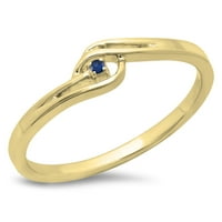 DazzlingRock kolekcija 0. Carat 10k okrugli rez plavi safir Bridal Bypass Solitaire Promise Ring, Yellow
