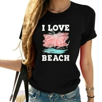 Ženska plaža Aloha odmor - Volim majicu na plaži Okrugli vrat