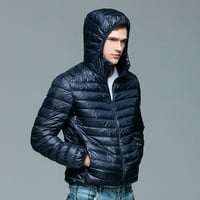 Parka jakna Muška modna casual puni patentni zatvarač džep tople podstavljeni kaputi zimski kaput plavi