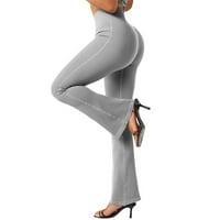 Puuawkoer žene rebraste bešavne tamke za bljeskanje bootcut visokog struka joga hlače joga hlače sa