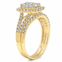 1. CT Emerald Cut originalni kultivirani dijamant SI1-si i-J 18K Yellow Gold Halo Angagement Wedding Bridal Set Dizajnerski prsten BW Set 3,5