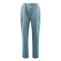 Wofedyo Cargo Hlače Ženske pantalone Pocket zatezanje Ležerne prilike pamučne hlače Žene Čvrste odjeće hlače plava 2xl