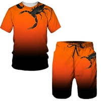 Muška odjeća za muškarce Brzi suhi 3D kratkih rukava kratkih kratkih rukava na plaži Tropski havajci karoserije Sportske kratke hlače odijelo Sportski odijelo Narančasta Veličina xxxxl