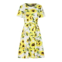 Haljina Moda New Benchmark Himaway Womens Lesual Temperament Fashic Print Mid struk Elegantna haljina Yellow XL