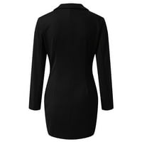 Labakihah Jakne za žene Ženski modni dvostruki tanki kaput od čvrste boje jakne duge haljine zimski kaputi za žene crne