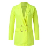 Beppter Žene Blazers & Suit Jackets Casual Pocket Office Blazer CATHERED FROND CARDIGAN JACKET Radno odijelo Žuto, m