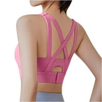 Podstavljeni sportski grud za žene Solid Criss Cross Back Strappy Yoga Bra Srednja podrška Fitness Work