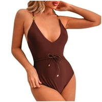 Finelylove ženske jednodijelne kupaćih komičnih kuma sa prikrivanjem Halter BRA Style Bikini Red XL