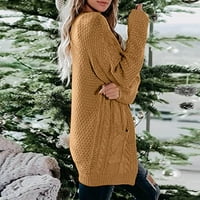 Advoicd Žene Ležerne prilike sa čvrstim džemper za kukičari Cardigan Labavi džep dugi džemper dugi kaput