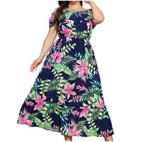 Unleife haljine za žene, ženski ljetni boho cvjetni print casual midi haljina s rukavima na ramenu smamljena