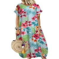 Rejlun dame maxi haljine s kratkim rukavima duga haljina cvjetna tiskana ljetna plaža sandress boemian