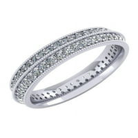 Prirodno 1.25ct okrugli rez Diamond 2row Milgrain godišnjica vjenčanje vječnosti bend prsten 14k fg
