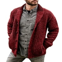 Rejlun Muške obične obloge Ležerne tipke Down kaput jesen kabel pleteni džemper s dugim rukavima crveni