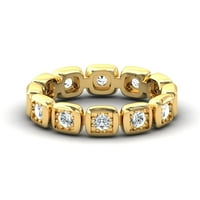 Kvadratni zlatni prsten, 14K žuti zlatni prsten tankog palca, čvrsti zlatni dijamantni nosač, poklon