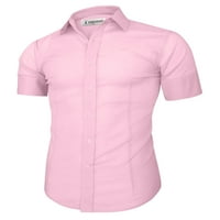 Ware Mens Casual Slim Fit Short rukav dolje majica TWFD003-Pink-US S