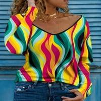 Ženska oslikana geometrijska gradijentna majica s dugim rukavima