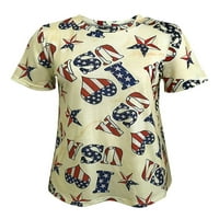 GLONME Ženska Dan nezavisnosti Osnovna majica Casual Work TEE 4. jula Američka zastava Dailywer Majica