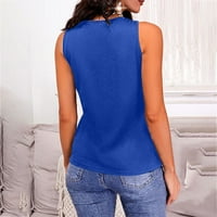 Bluze za žene modne ženske ljetne čvrste boje perla bez rukava bez rukava vrh majica Top Plave Blue