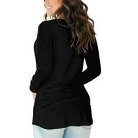 Zlekejiko ženska bluza pamučna boja V pulover pulover pune boje ženska bluza s dugim rukavima