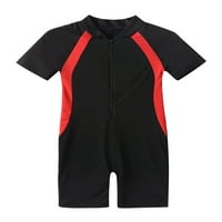 Dječje djevojke jednodijelni kupaći kostimi kratki rukav UPF 50+ kupaći odijelo Rash Guard Crni 10-12