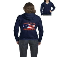 Arti - Ženska dukserica pulover sa punim zip - Američki ponosan na zastavu SAD