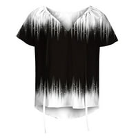 Drindf majice za žene casual v izrez Tunika Majica Labavi fit ruffle rukav kratki rukav Top Trendy Tie
