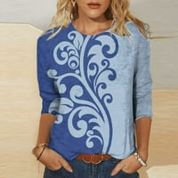 Levmjia Womens Ljeto tiskovina majica s rukavima Tunic vrhovi modne labave majice Bluza okrugla vrat