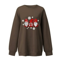 Sretan božićni duksevi za žene s dugim rukavima Crewneck Slatka santa grafički majice Casual Comfy pulover