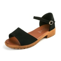 Miayilima Crne sandale Ženske potpetice Dame Ležerne cipele Solidalne sandale Moda za žene Bohemian