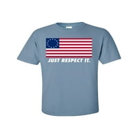 Patriotska Betsy Ross Američka zastava samo poštuje odraslu majicu kratkih rukava - kamen plavi-6xl