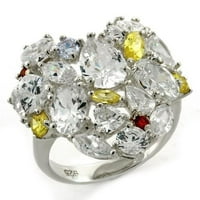 Luxe nakit dizajnira ženski polirani srebrni prsten od visokog polisanog sa CZ-u više boja - veličine 6