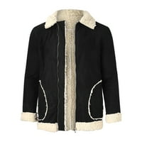 Muškarci plus veličina zimski kaput rever ovratnik dugih rukava kožna jakna od vintage zgušnjava kaput ovčja jakna