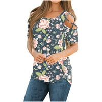 Ženske cvjetne printske hladne majice kratki rukav O-izrez Summer casual bluza Thirs Thirste Tee