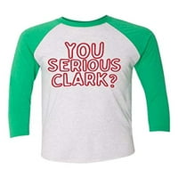 Smiješan Božić, ozbiljni Clark? Odrasli unise bejzbol tee-kelly zelena-velika