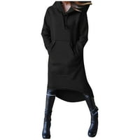 Advoicd haljine za žene Žene pulover sa kapuljačom s dugim rukavima dugačak dugačak dress sa džepom
