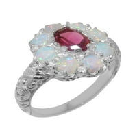 Britanci napravio 9k bijeli zlatni prirodni ružičasti turmalinski i opal ženski prsten izjave - veličine